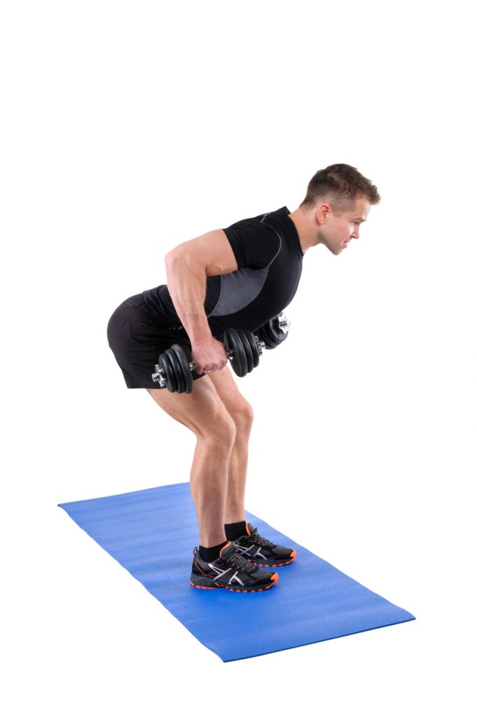 male pt performing a bent over row