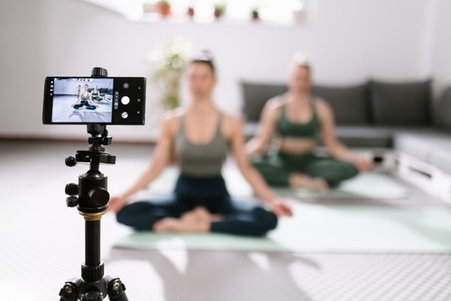 filming in a yoga class