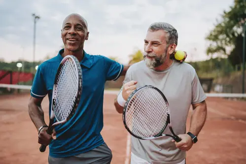 two tennis players on a tennis court